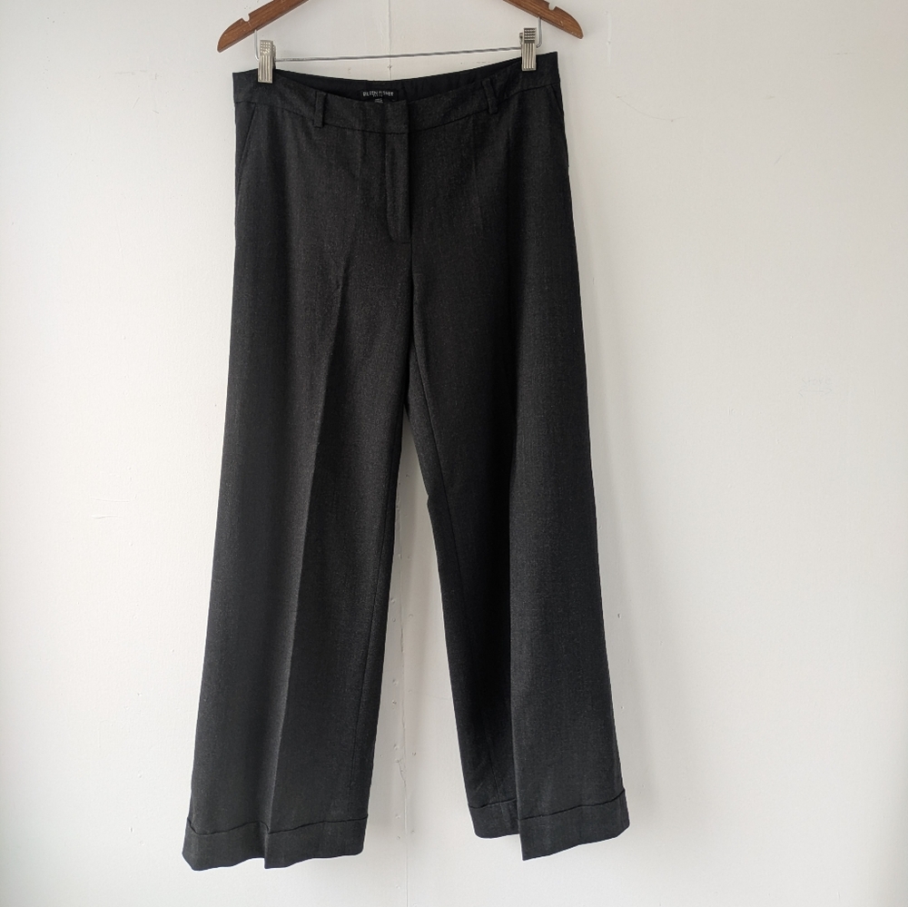 Eileen Fisher Petite Women's Wool Wide Leg Charcoal Grey Dress Pants Size PM
